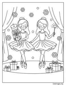 Nutcracker Ballerina Duo Coloring Page Creation
