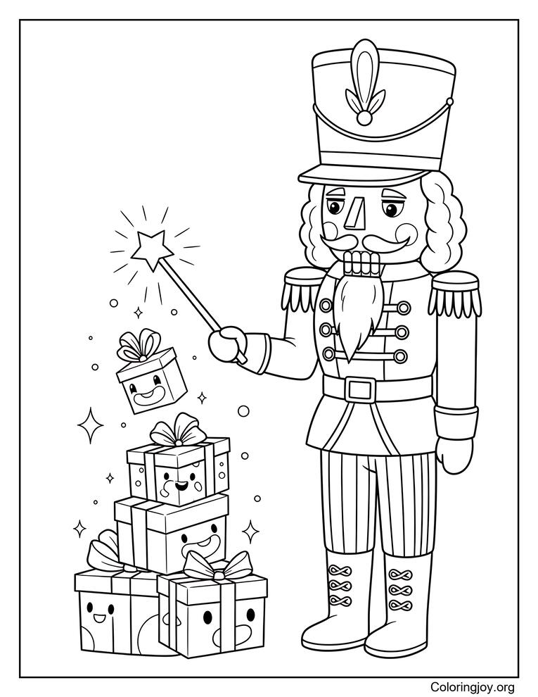 Nutcracker Christmas Coloring Page Magic Scene