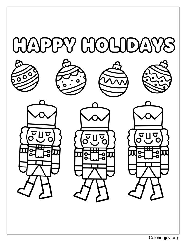 Nutcracker Parade Coloring Page with Ornaments