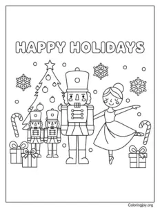 Nutcracker Wonderland Coloring Page Holiday Scene