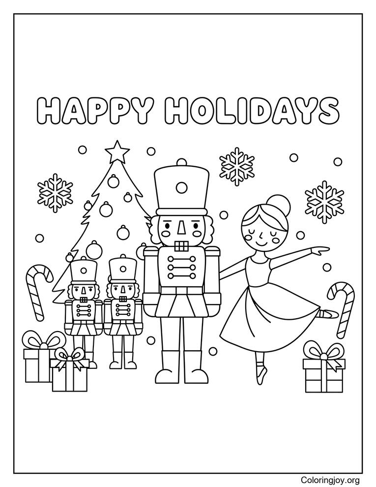 Nutcracker Wonderland Coloring Page Holiday Scene