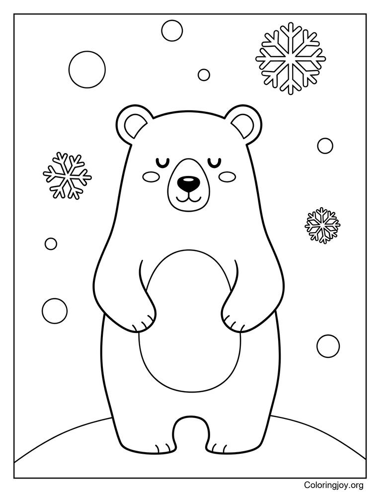 polar bear standing pose coloring page