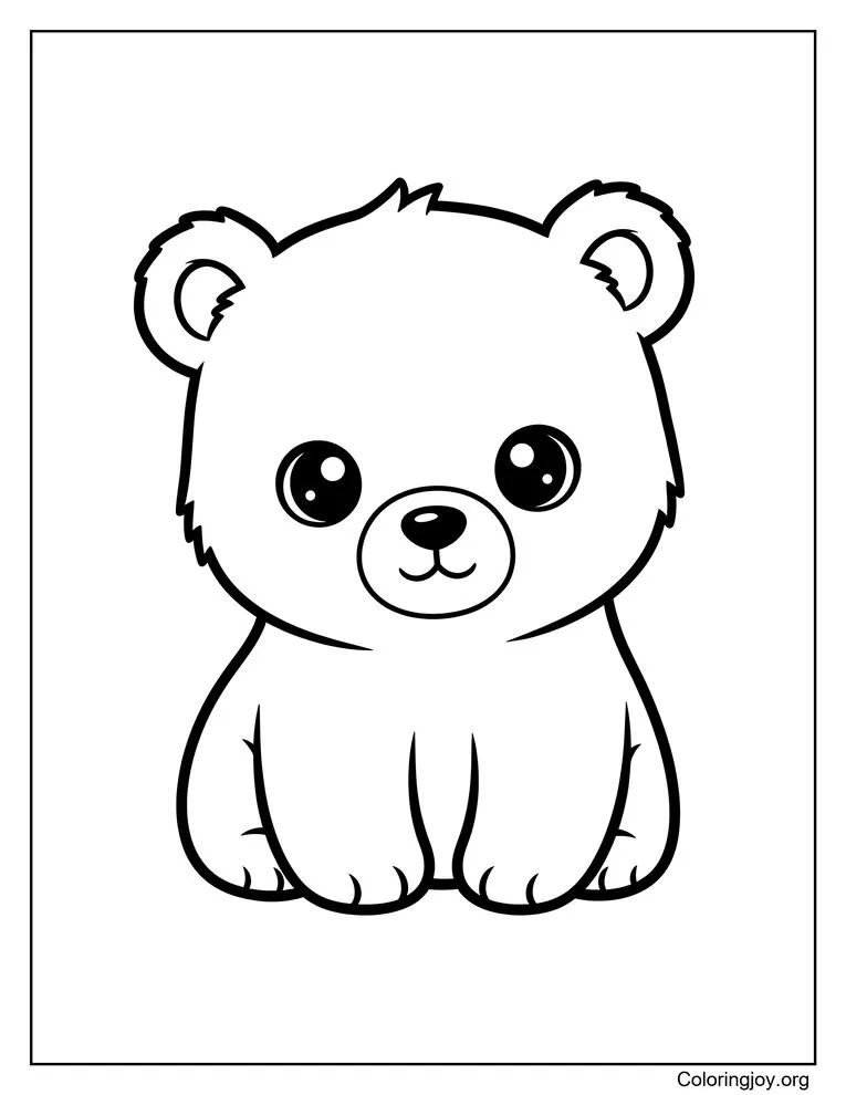 realistic baby polar bear drawing to color