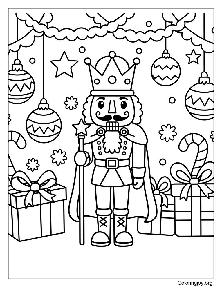 Royal Nutcracker Coloring Page with Festive Details