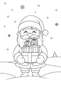 Santa Claus holding presents coloring page