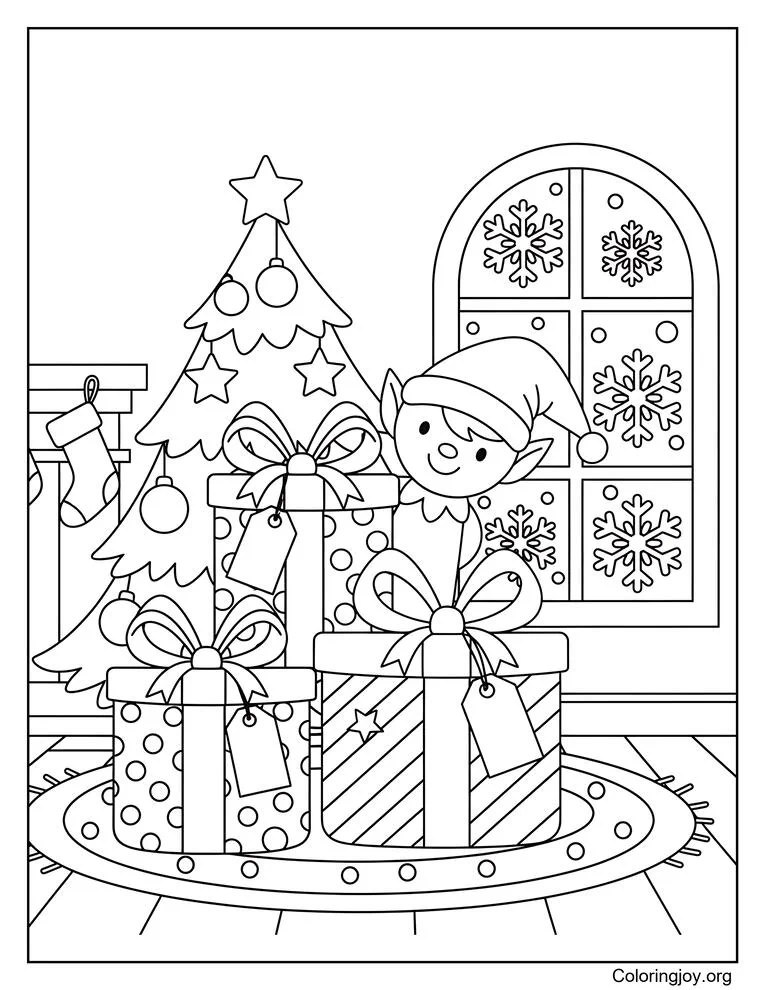 Secret Santa gift coloring pages