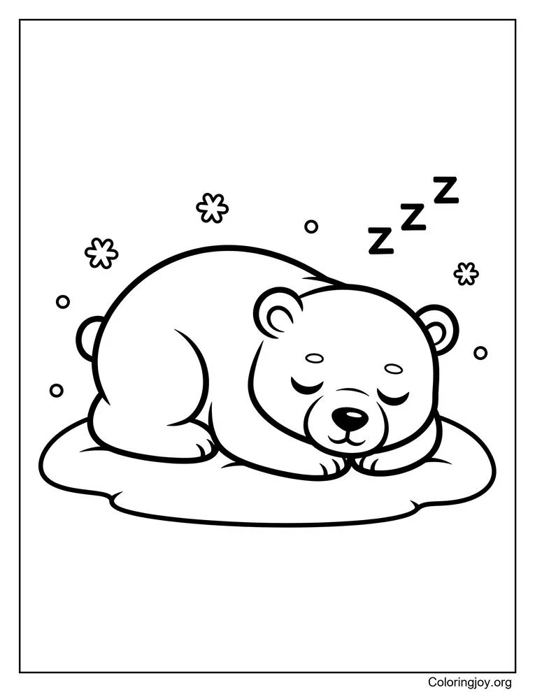 sleeping polar bear coloring sheet