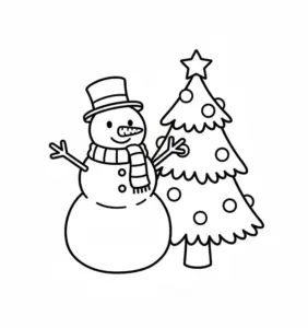 Simple Snowman and Christmas Tree