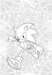 Sonic the Hedgehog Geometric Floral Mandala Adult Coloring Page