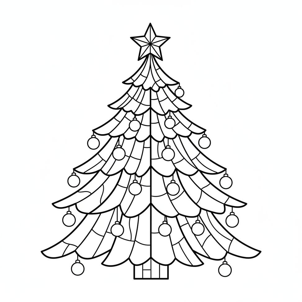 Stained Glass Christmas Tree Coloring Page