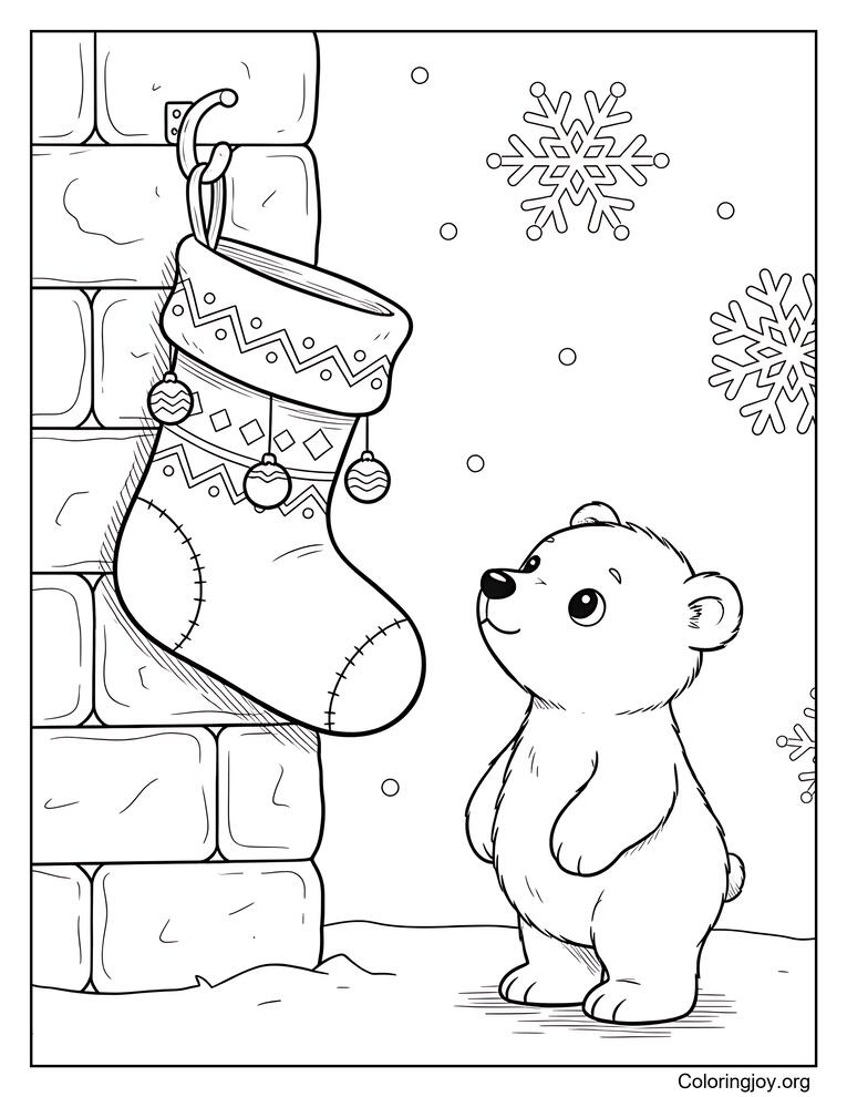 Stocking With Christmas outside icehouse wall