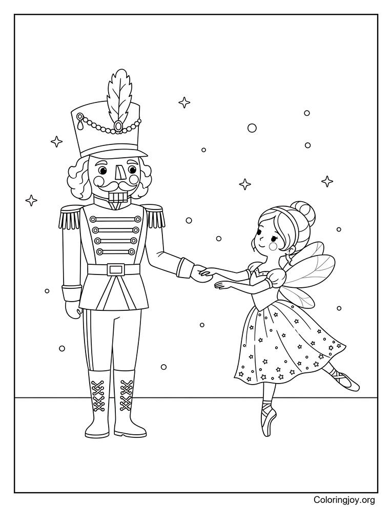 Sugar Plum Fairy and Nutcracker Coloring Page Theme