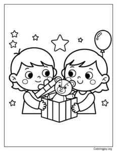 Surprise gift reveal coloring pages