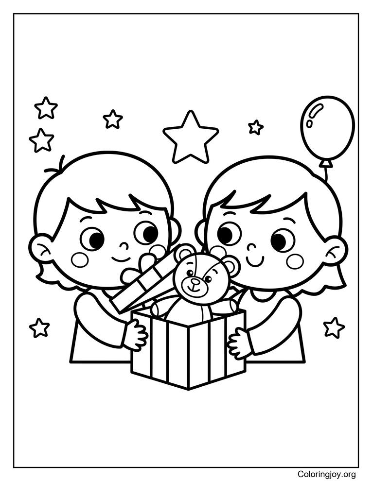 Surprise gift reveal coloring pages