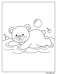 swimming polar bear coloring page