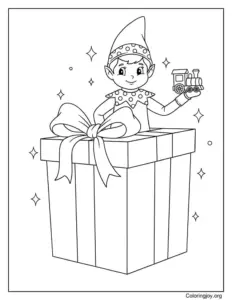 Whimsical Elf on the Shelf Coloring Page Artwork
