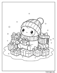 Winter gift exchange coloring pages