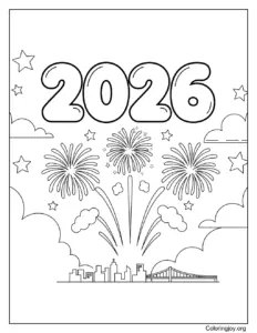 2026 fireworks coloring artwork