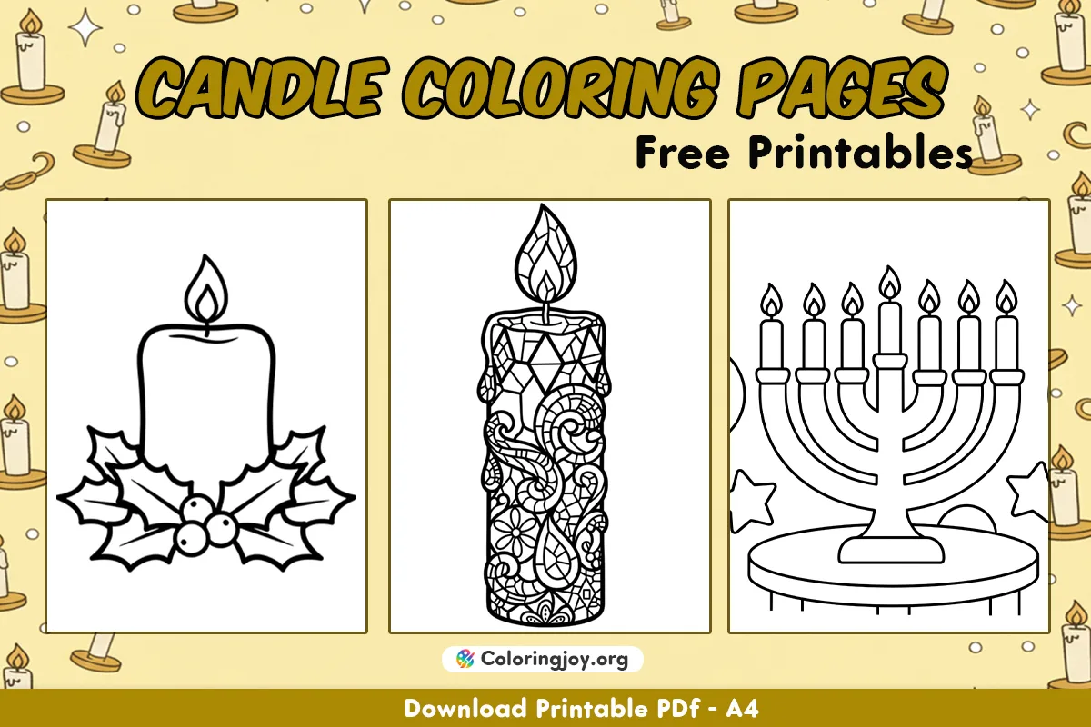 Paginas para colorear de velas gratuitas (PDF imprimibles)