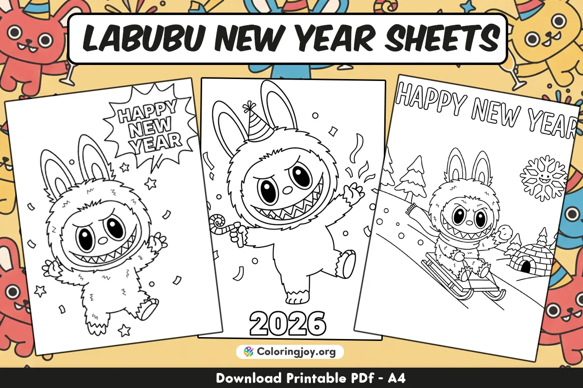 Labubu New Year Coloring Pages (PDFs Easy to Download and Print)