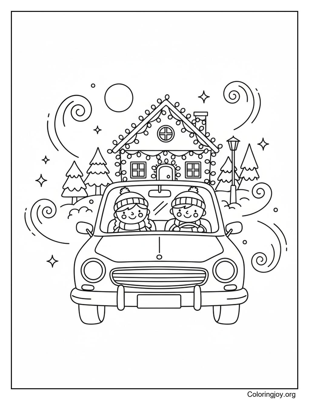 Christmas Lights view while Drive