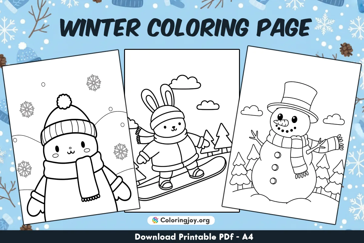 Paginas para colorear gratuitas de invierno (descargas PDF imprimibles)