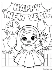 Barbie Happy New Year creative color page