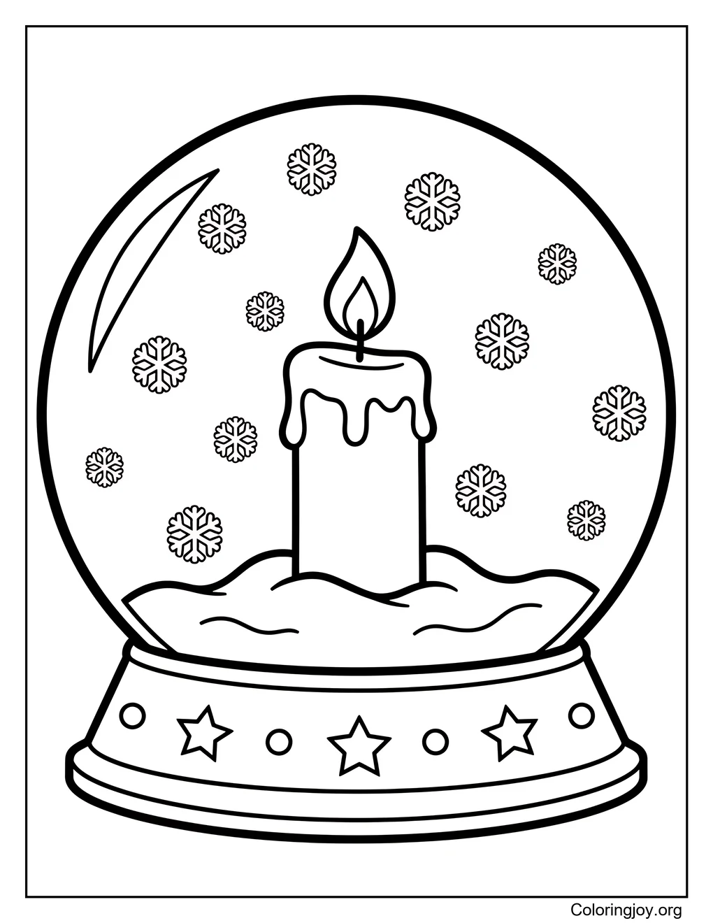 Candle in Snow Globe Coloring Page