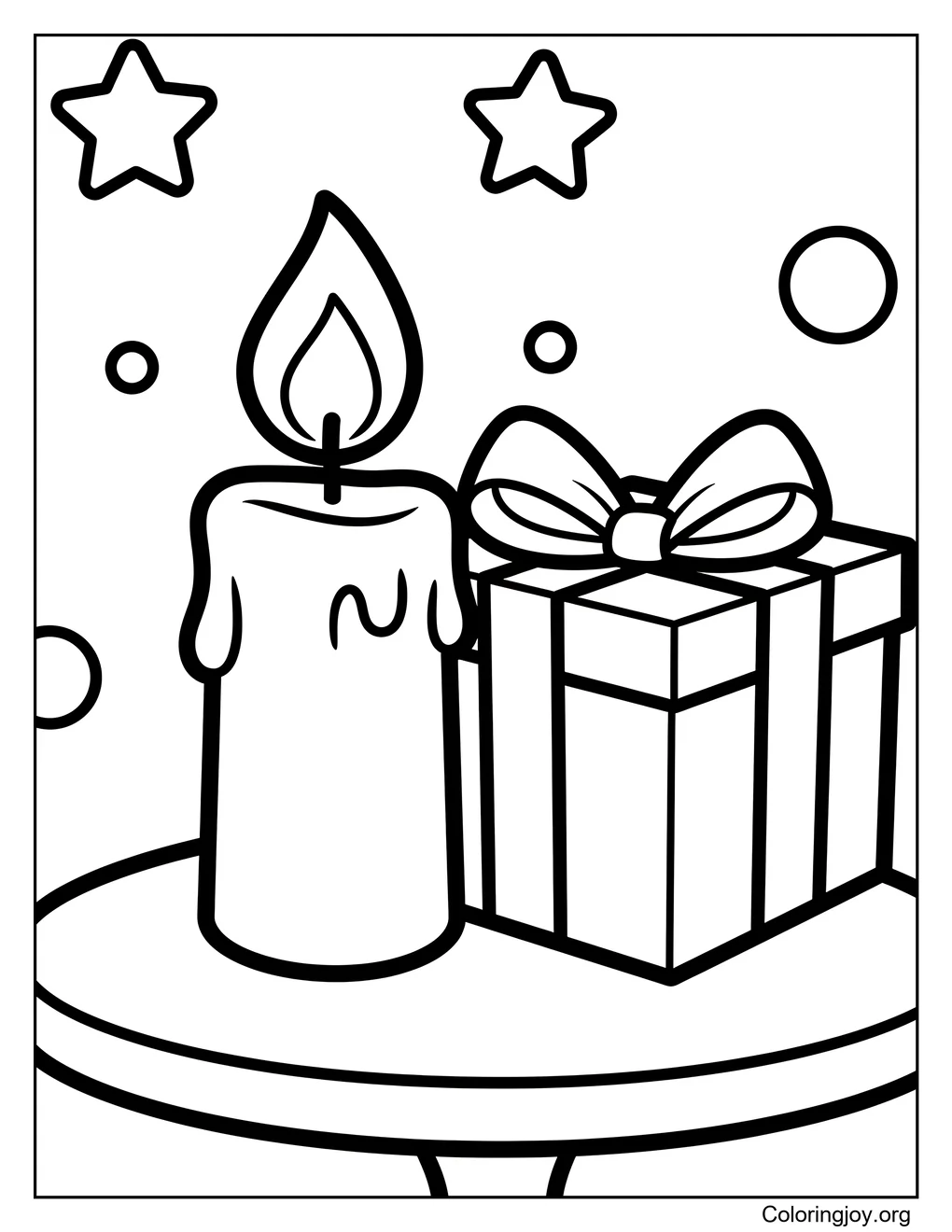 Candle with Gift Box Coloring Page