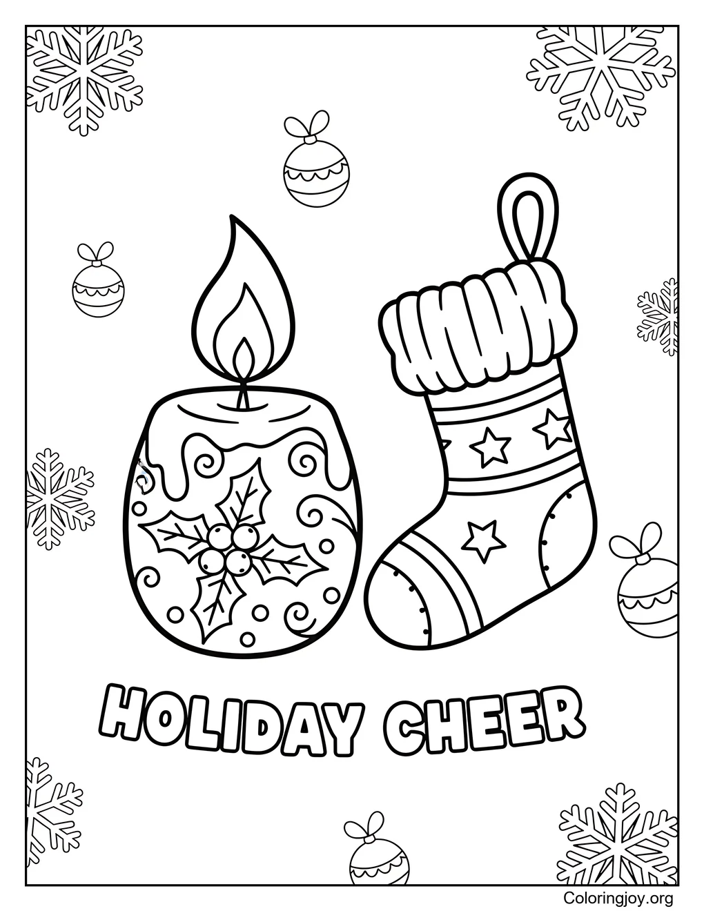Candle With Hanging Stocking Coloring Page