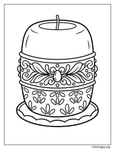 Candle With Ornament Coloring Page