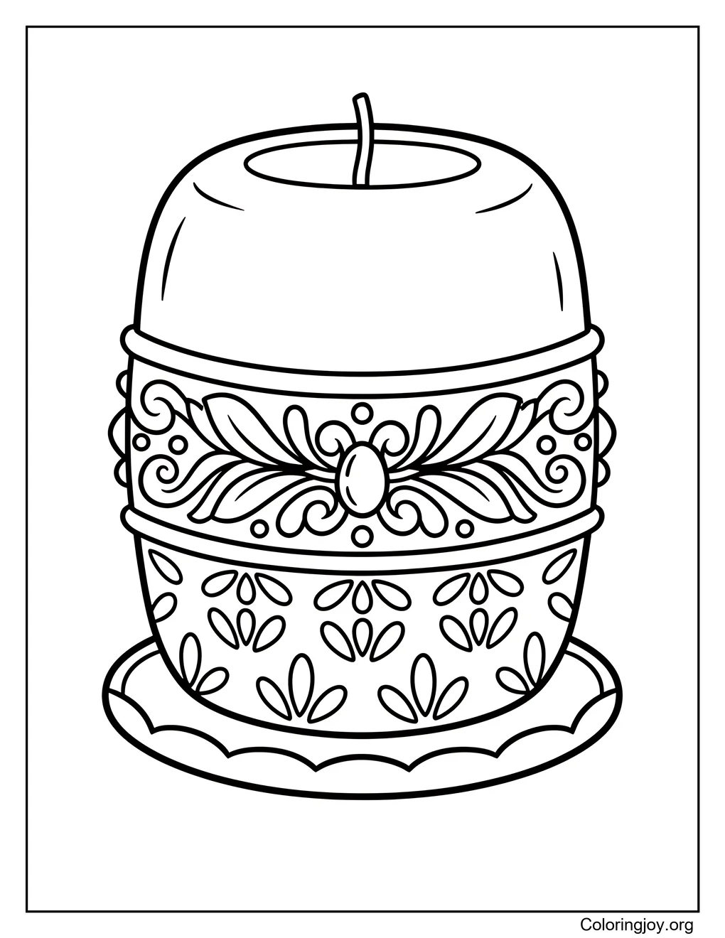 Candle With Ornament Coloring Page