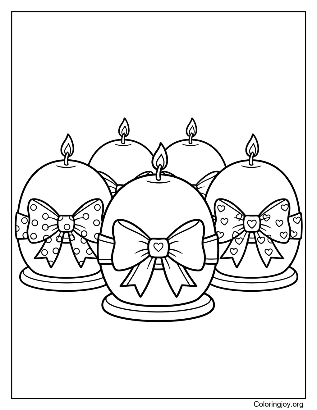 Candles with Ribbon and Bow Coloring Page