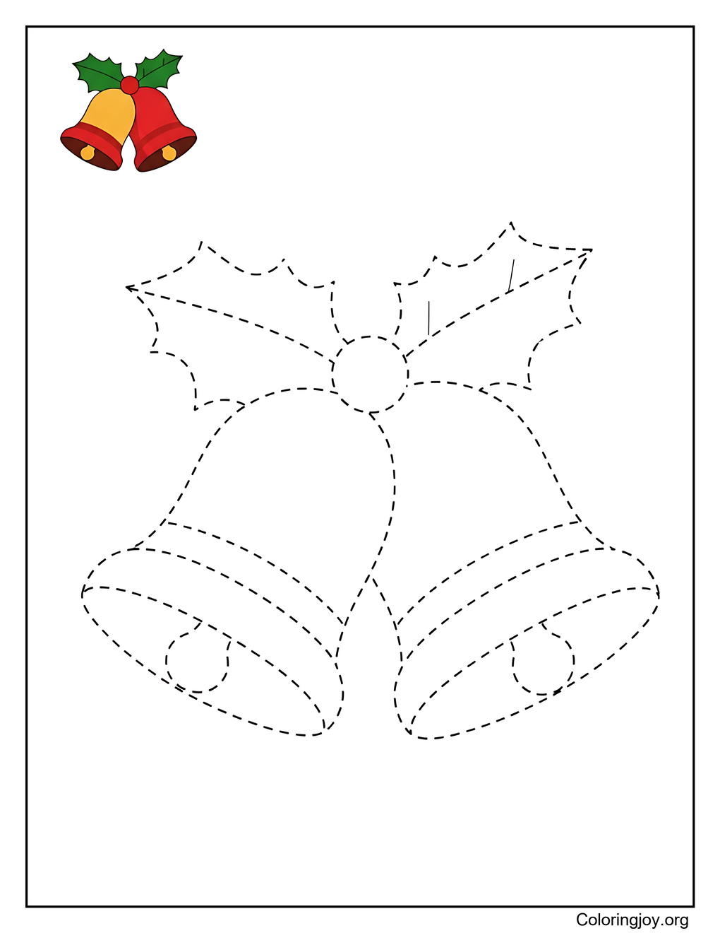 Christmas Bells Tracing Coloring Page