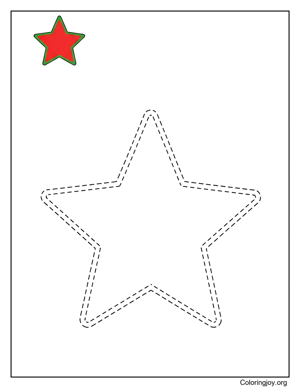 Christmas Star Tracing Outline Coloring Page