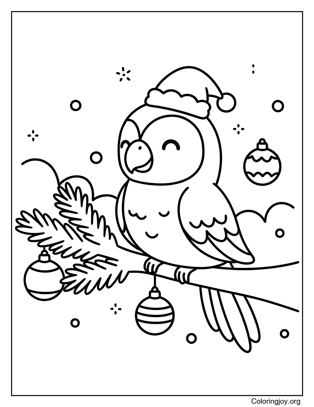 Parrot Christmas Coloring Page