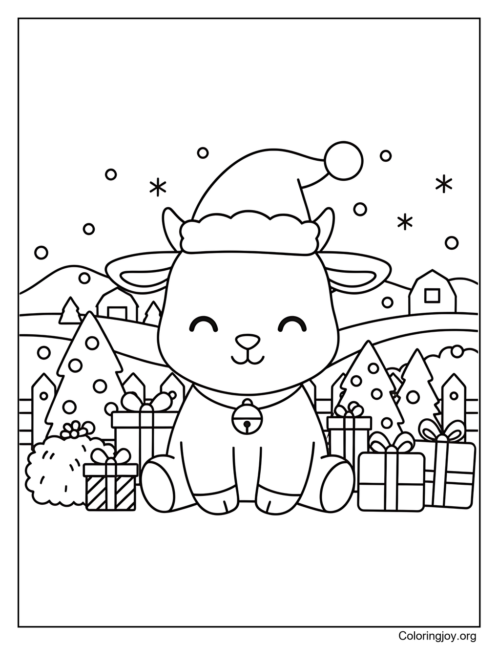 cute goat Christmas scene