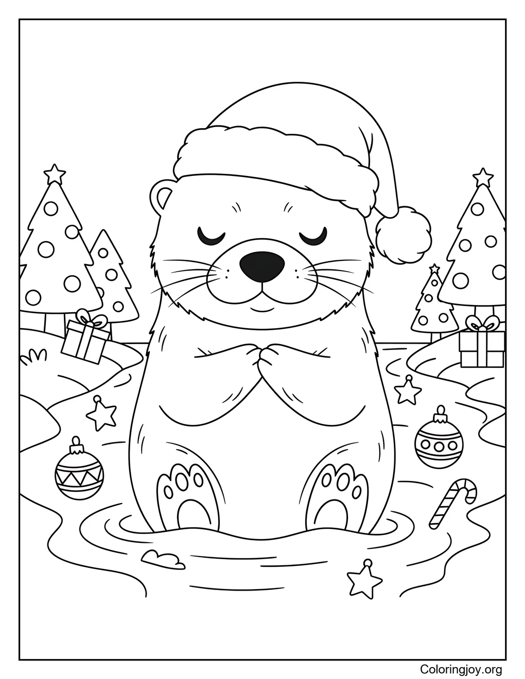 Otter Pup by Christmas River Coloring Page