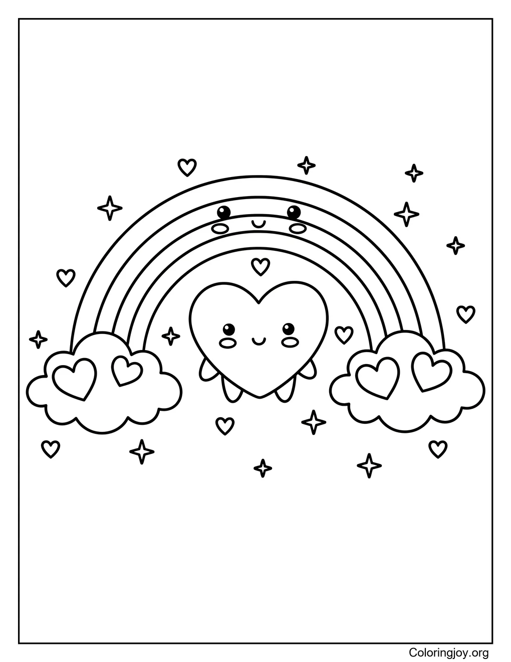 Cute Rainbow and Smiling Heart Valentine's Day