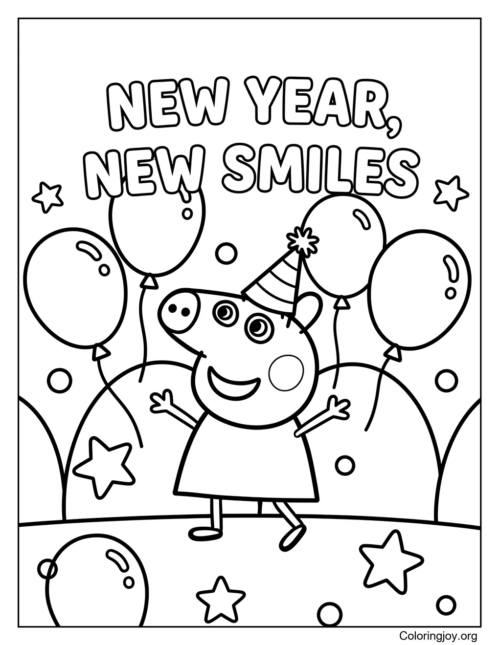 Año Nuevo, Nuevas Sonrisas Página para colorear