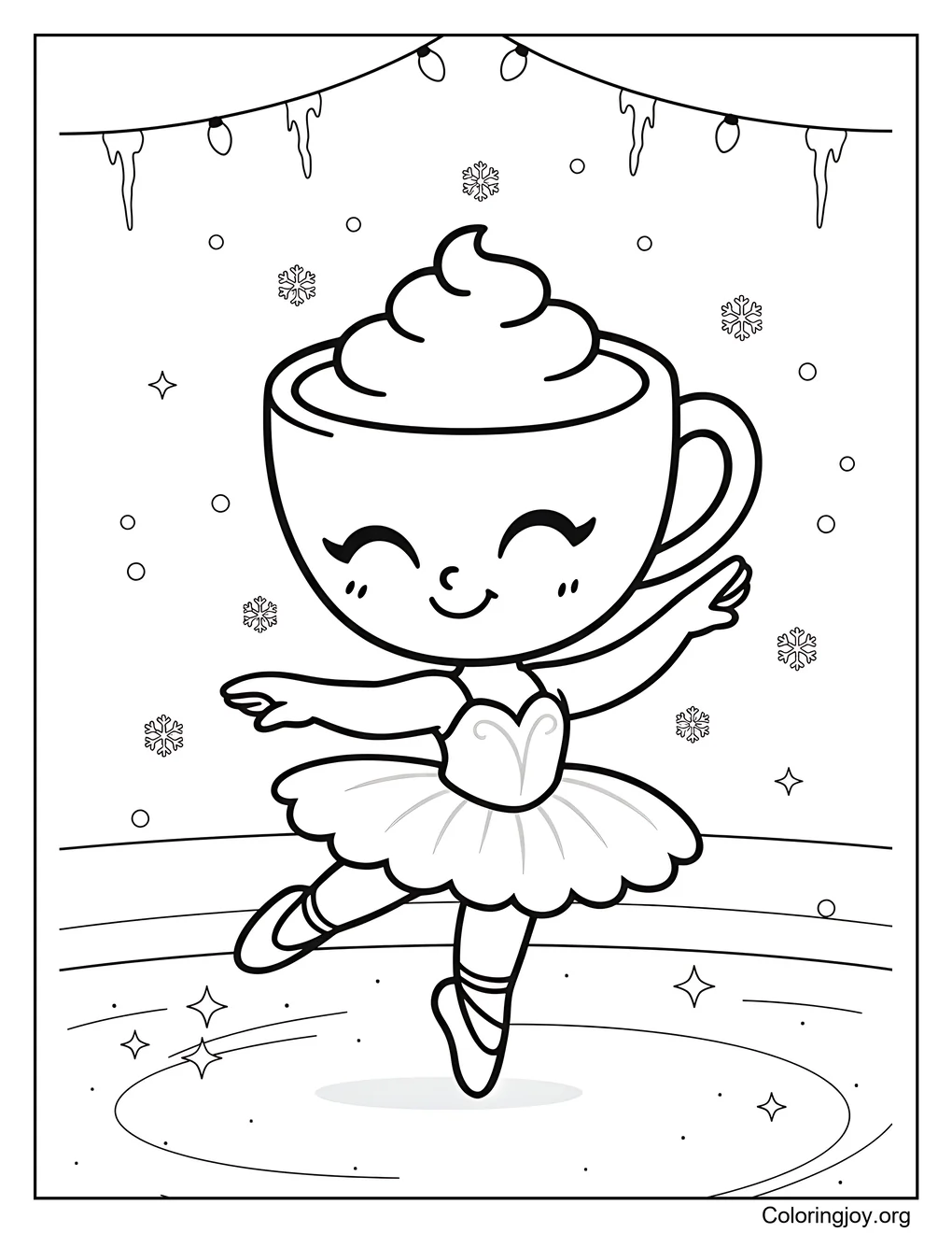 Dibujo para colorear de la luz navideña de Ballerina Cappuccina