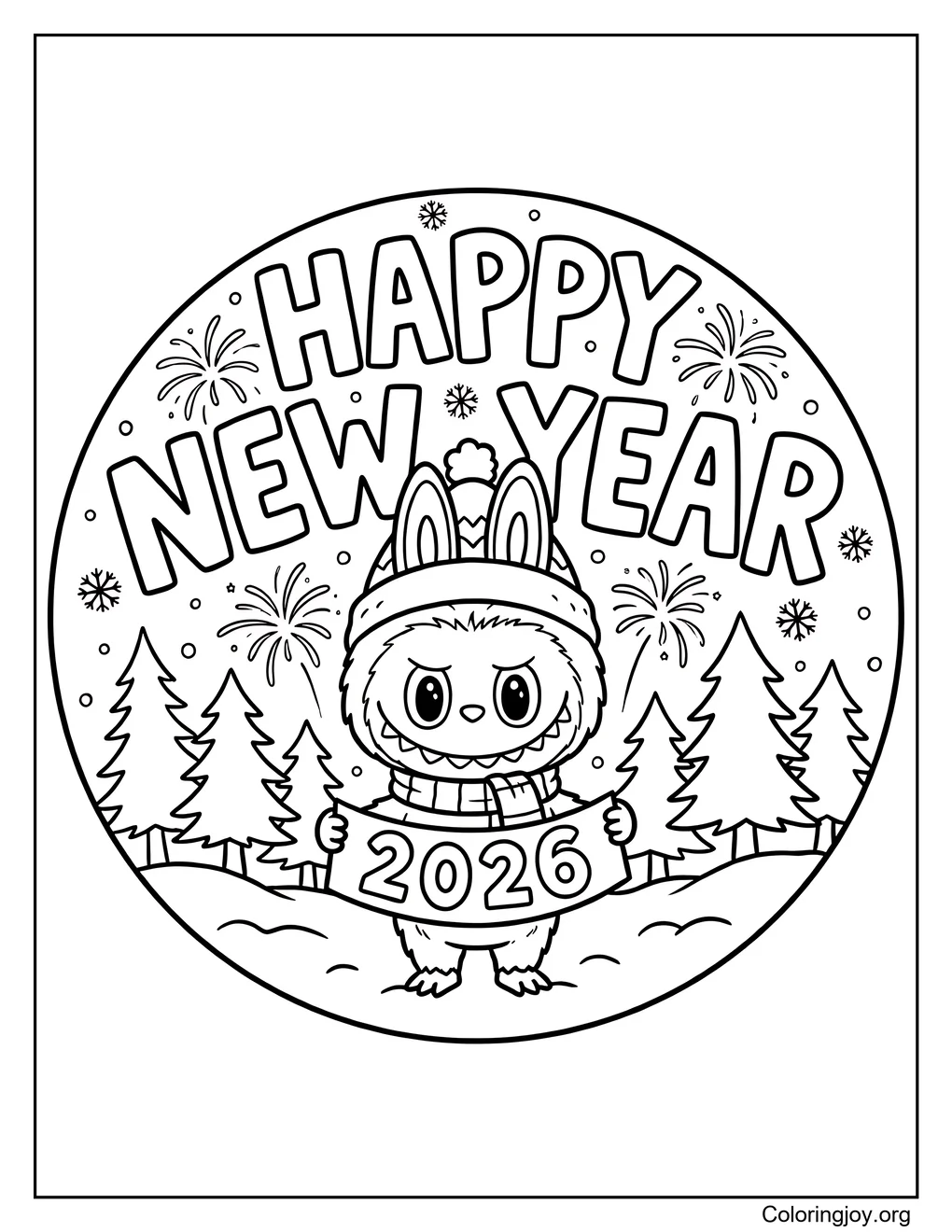 Año nuevo con destellos nevados Labubu