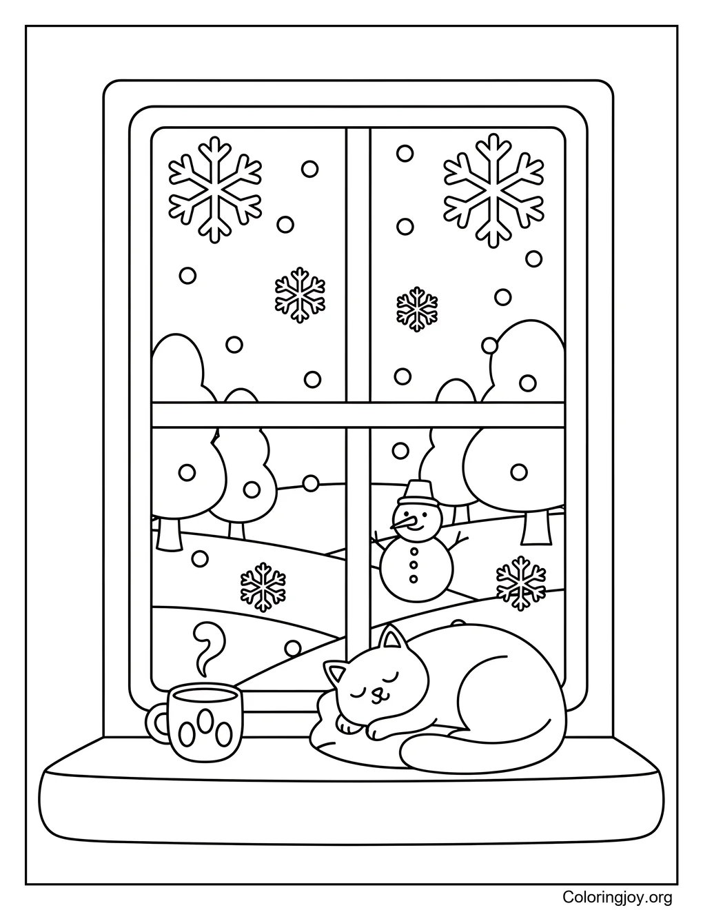 Escena de ventana de invierno