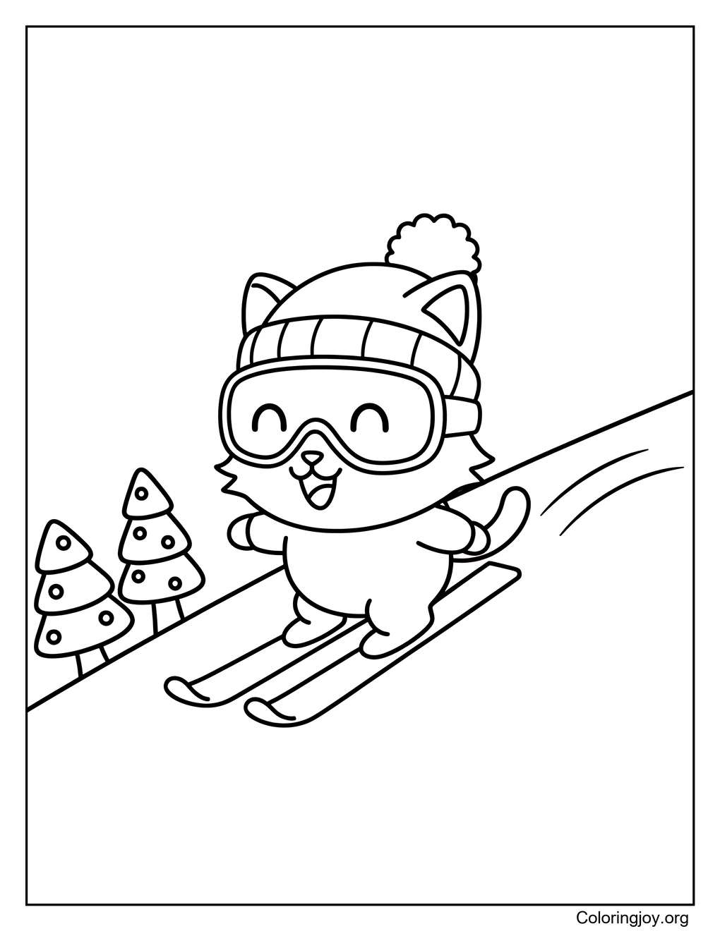 Delineado para colorear Esquí