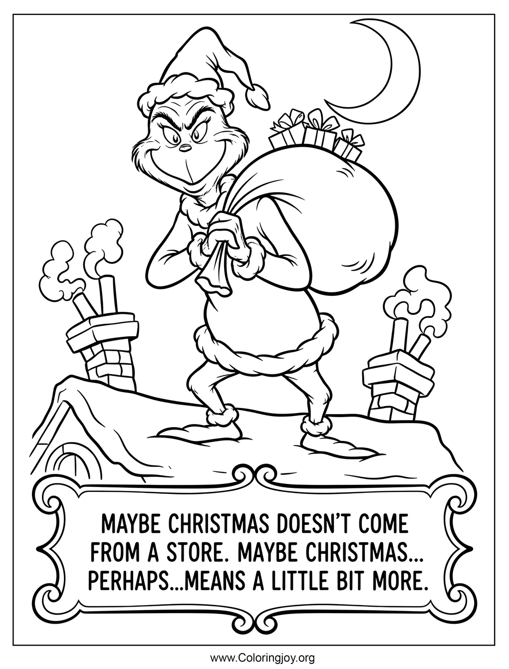 Dibujo de Grinch con Cita para colorear