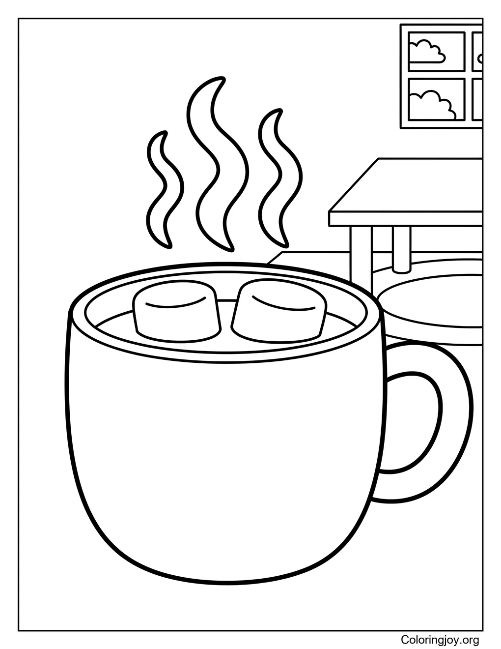 Hoja para colorear La hora del chocolate caliente