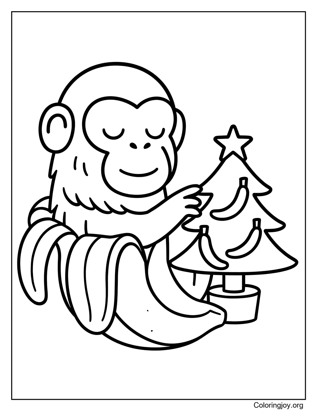 kawaii Chimpanzini Bananini con árbol de navidad