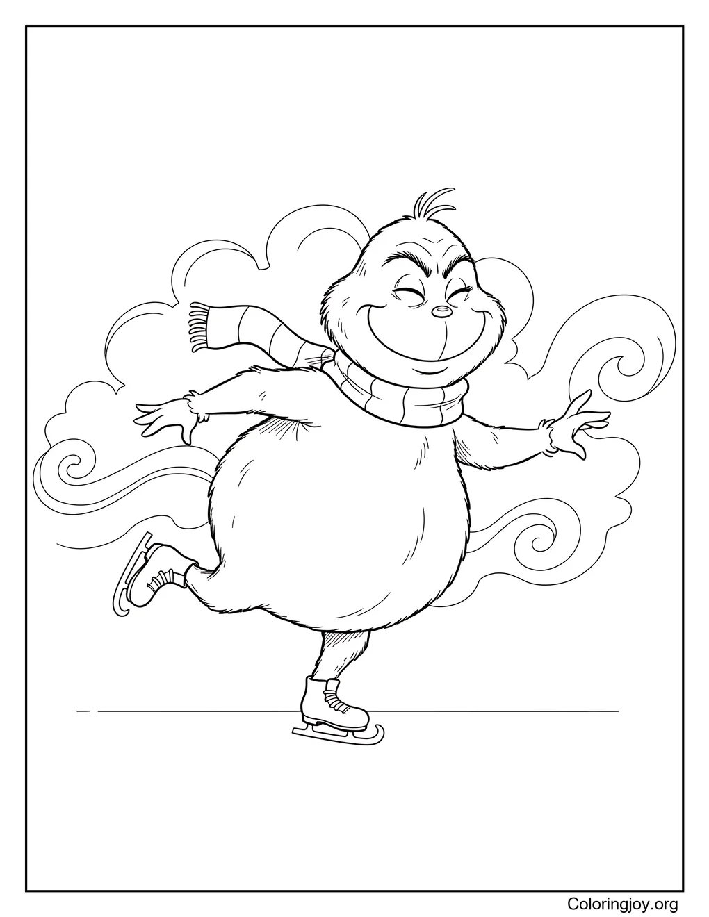 Lindo Grinch patinando sobre hielo