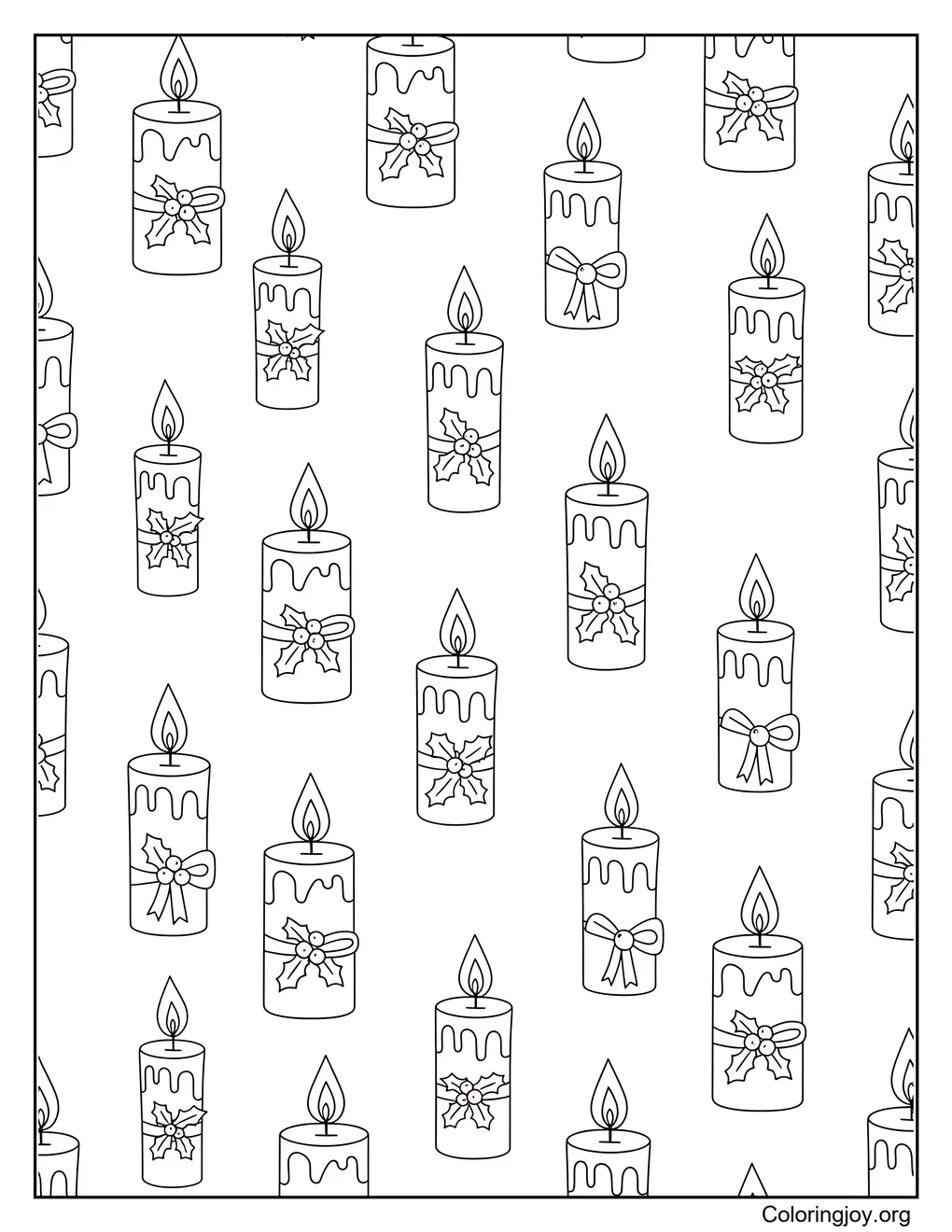 Página para colorear de patrón de velas festivas