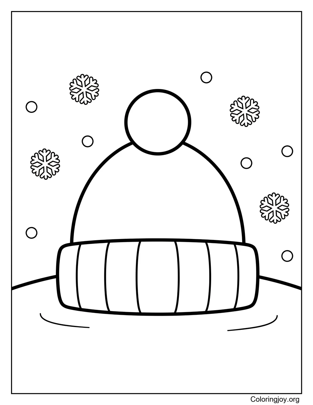 Hoja para colorear de gorro de invierno